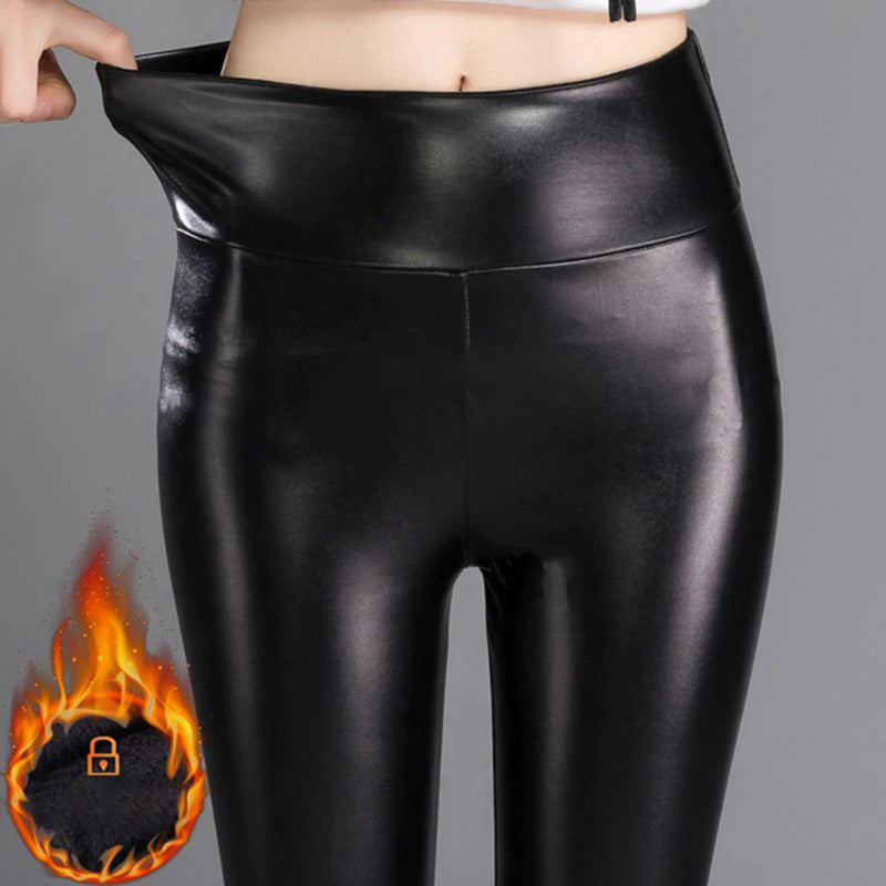 Women's Stretchy Faux Leather High Waisted Leggings Pants - Sexy and  Comfortable Tights for Everyday Wear